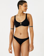 Leopard Print Jacquard Bikini Top, Black (BLACK), large