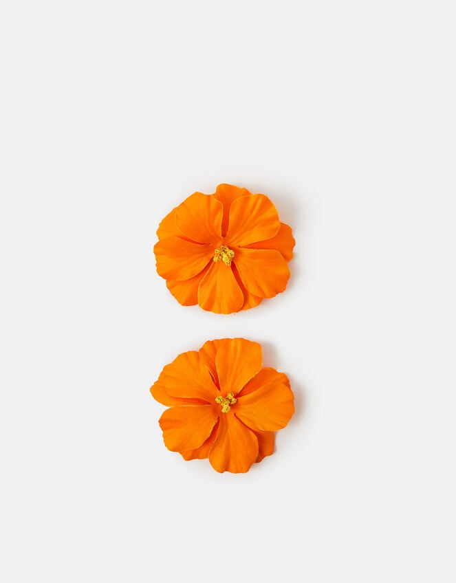 2-Pack Hibiscus Snap Clips, Orange (ORANGE), large