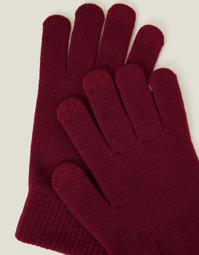Super-Stretchy Touchscreen Gloves, Red (BURGUNDY), large