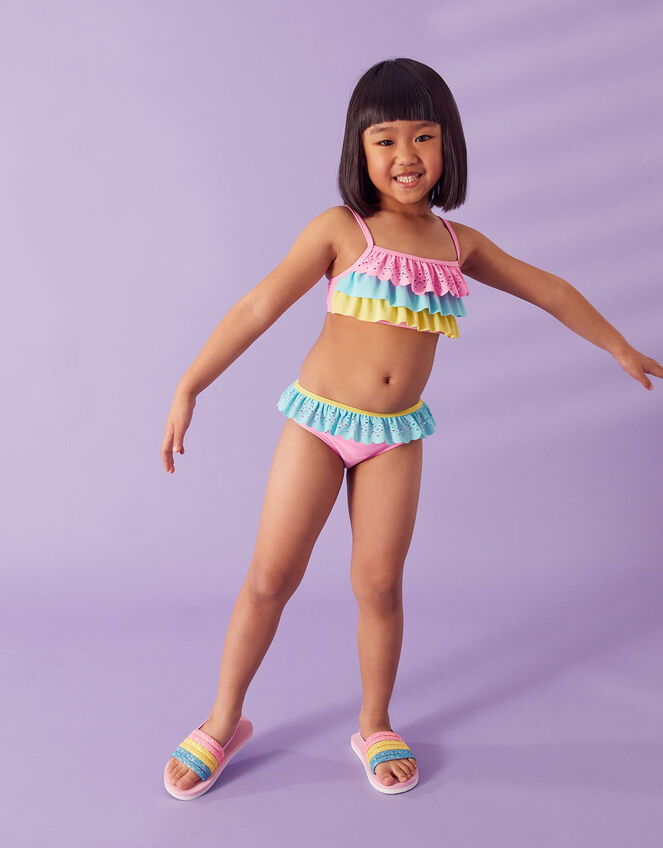 Girls Laser Cut Bikini Set, Multi (BRIGHTS-MULTI), large
