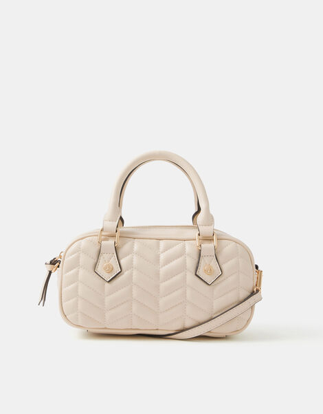 Chevron Quilted Crossbody Handbag, Cream (CREAM), large
