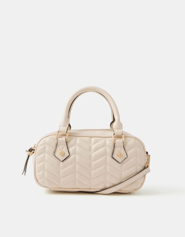 Chevron Quilted Crossbody Handbag, Cream (CREAM), large