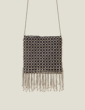 Beaded Fringe Chain Bag, , large