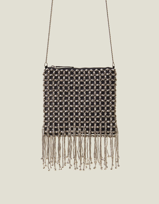 Beaded Fringe Chain Bag, , large