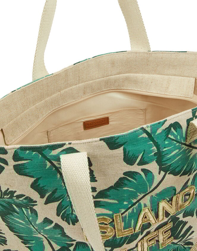 Island Life Palm Print Tote Bag, , large