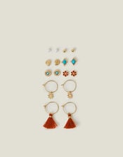 8-Pack Flower Hoop and Stud Earrings, , large