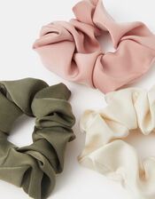 3-Pack Satin Hair Scrunchies, , large