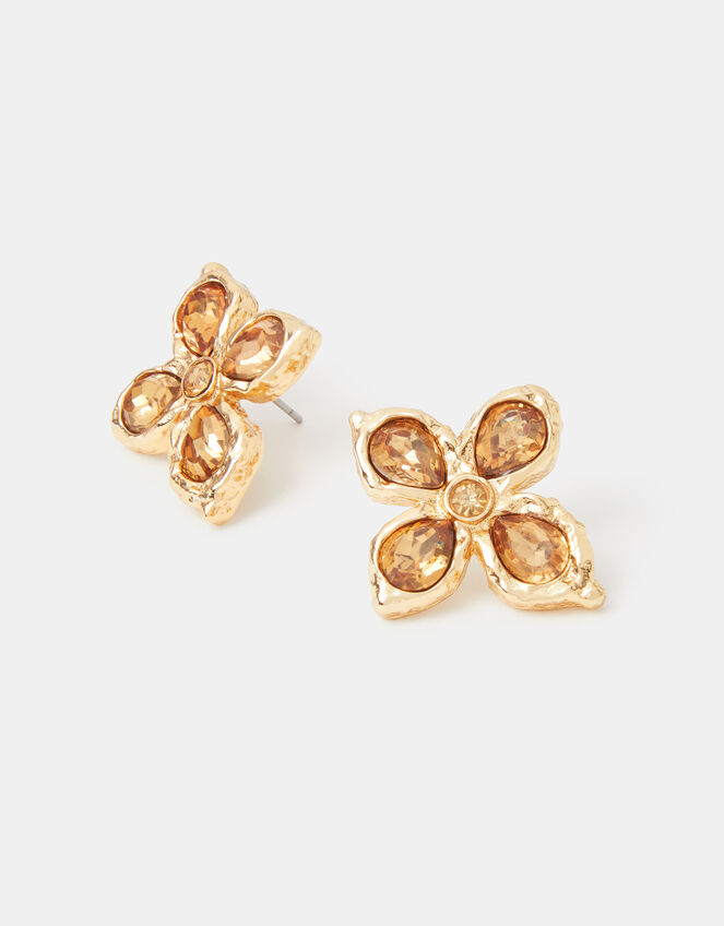 Teardrop Cross Stud Earrings, , large