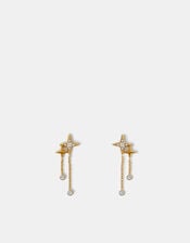 14ct Gold-Plated Sparkle Star Chain Earrings, , large