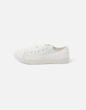 Broderie Anglaise Trainers, White (WHITE), large