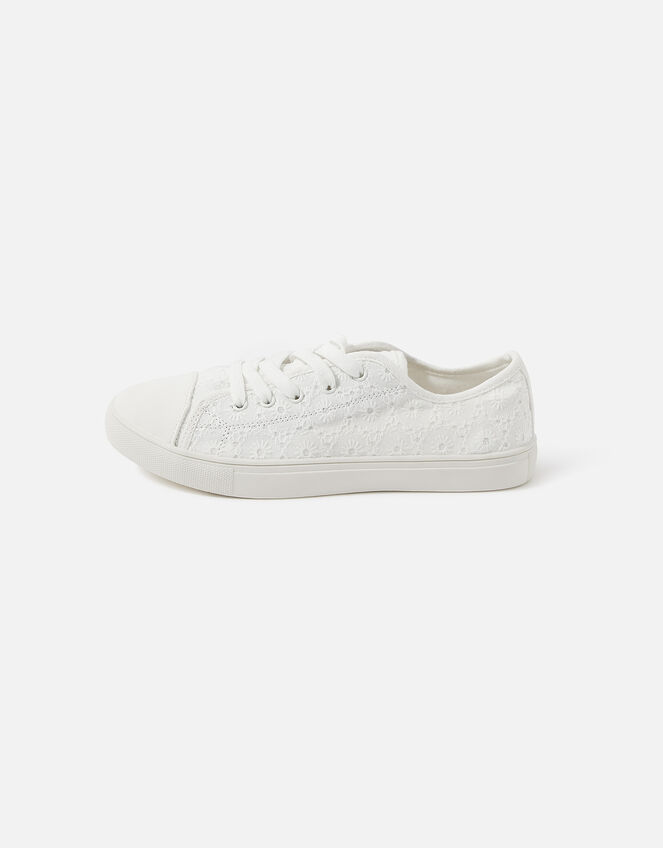Broderie Anglaise Trainers, White (WHITE), large