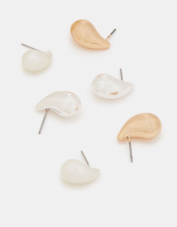 3-Pack Mini Chunky Teardrop Earrings, , large