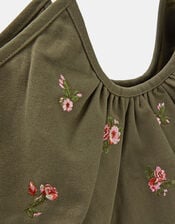 Oversized Floral Embroidered Shoulder Bag, , large