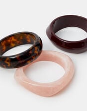 3-Pack Chunky Resin Bangles, Red (BURGUNDY), large