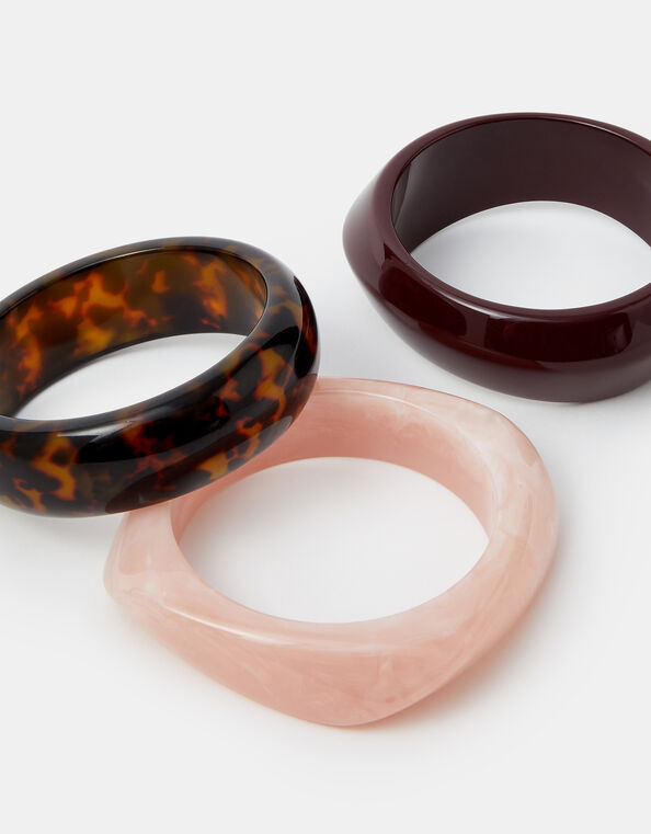 3-Pack Chunky Resin Bangles, Red (BURGUNDY), large