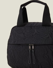 Floral Quilted Travel Bag, Black (BLACK), large