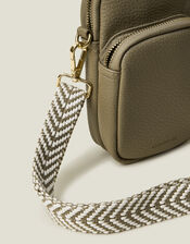 Webbing Strap Phone Bag, Green (KHAKI), large