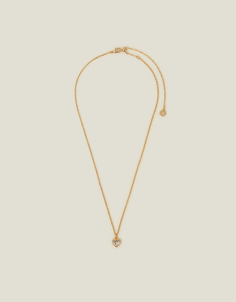 14ct Gold-Plated Sparkle Heart Necklace, , large