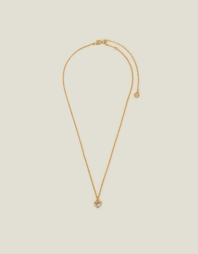 14ct Gold-Plated Sparkle Heart Necklace, , large