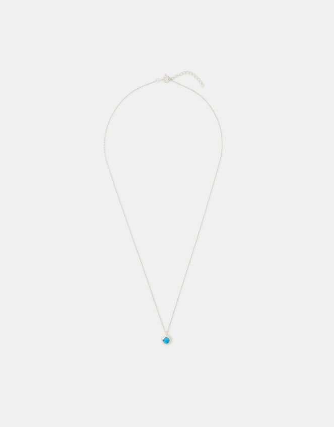 Sterling Silver Healing Stone Pendant Necklace, Blue (BLUE), large