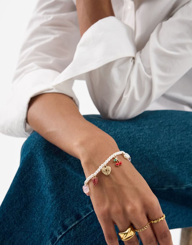 Cherry Charm Pearl Bracelet, , large