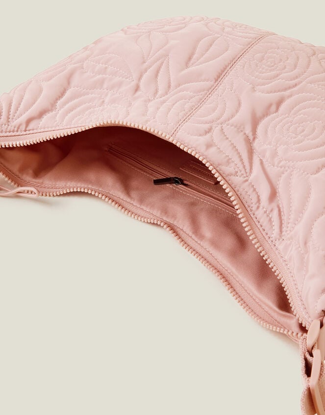 Large Floral Quilted Sling Bag, Pink (BLUSH), large