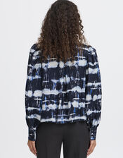 Ichi Tie-Dye Blouson Blouse, Black (BLACK WHITE), large