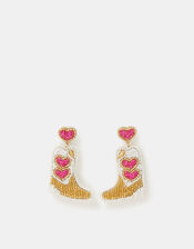 Beaded Cowboy Boot Drop Earrings, , large