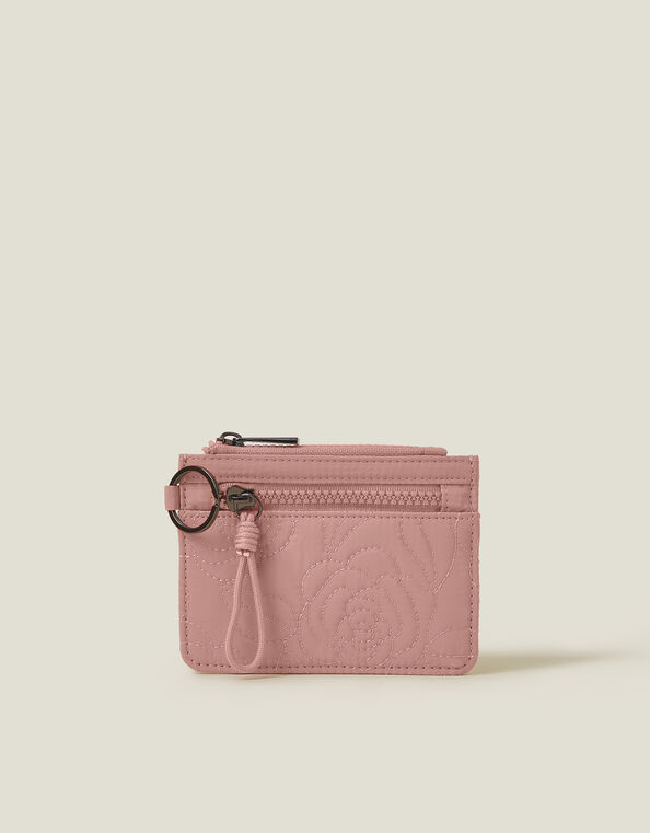 Quilted Nylon Card Holder, Pink (BLUSH), large