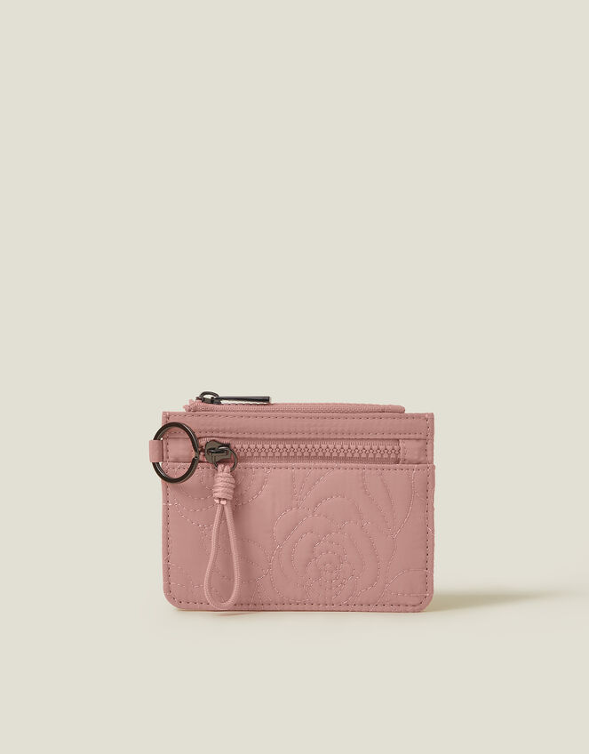 Quilted Nylon Card Holder, Pink (BLUSH), large