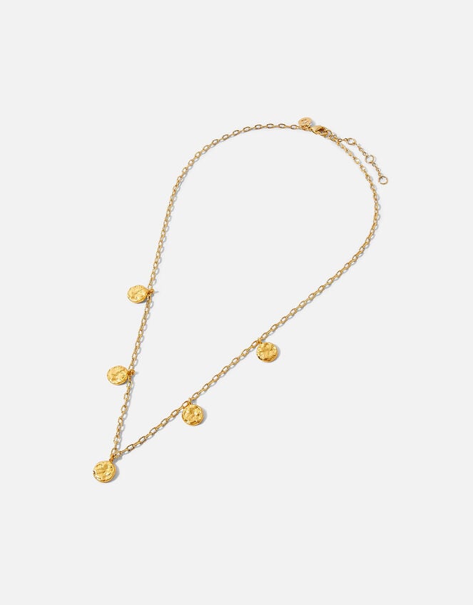 Gold-Plated Molten Coin Station Necklace, , large