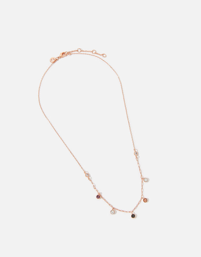 Rose Gold-Plated Gem Drop Necklace, , large