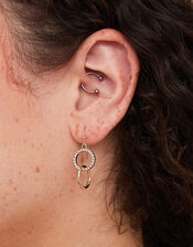Linked Circles Short Drop Earrings, Gold (GOLD), large