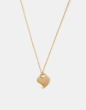 Flat Heart Pendant Necklace, Gold (GOLD), large
