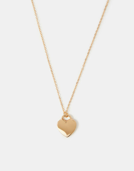 Flat Heart Pendant Necklace, Gold (GOLD), large