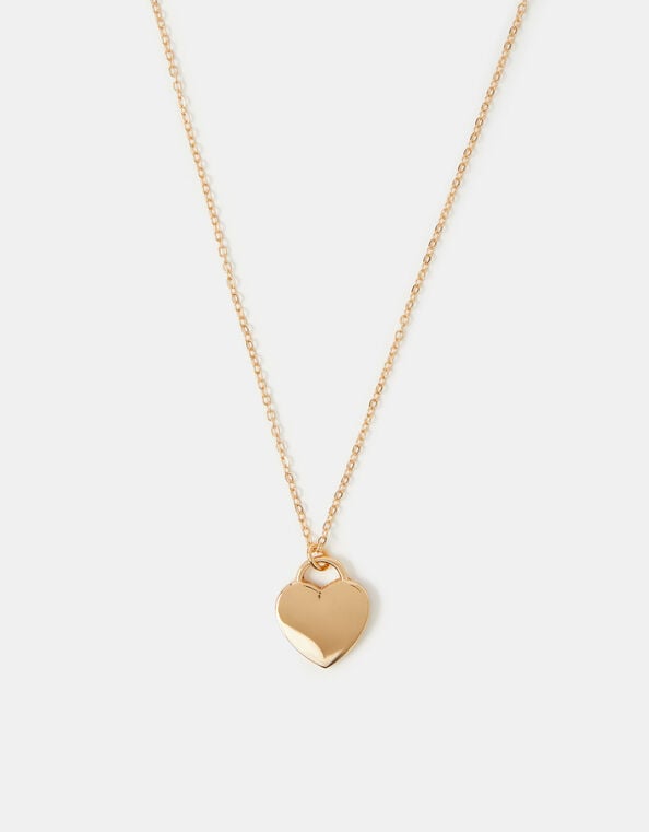 Flat Heart Pendant Necklace, Gold (GOLD), large