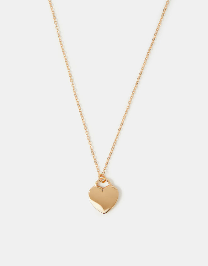 Flat Heart Pendant Necklace, Gold (GOLD), large