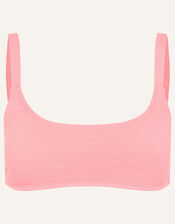 Crinkle Scoop Neck Crop Bikini Top, Pink (PINK), large