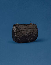 Mini Sequin Chain Cross-Body Bag, Black (BLACK), large