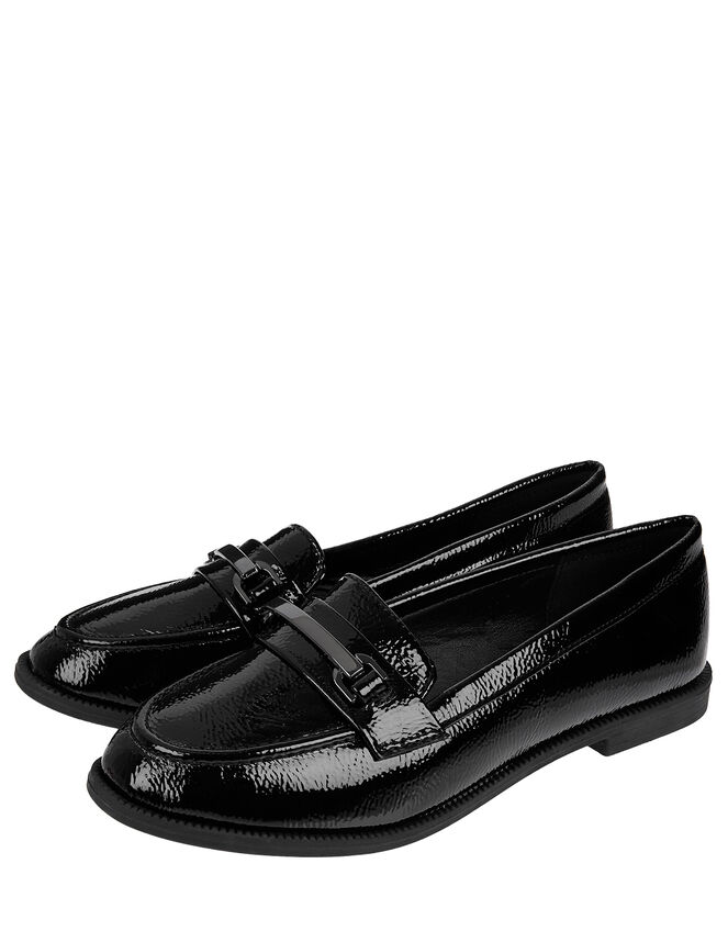 Crinkle Patent Loafers, Black (BLACK), large