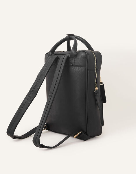 Double Handle Large Backpack Black, Black (BLACK), large