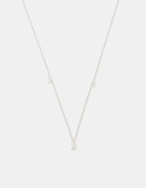 Sterling Silver Diamanté Pendant Necklace, , large