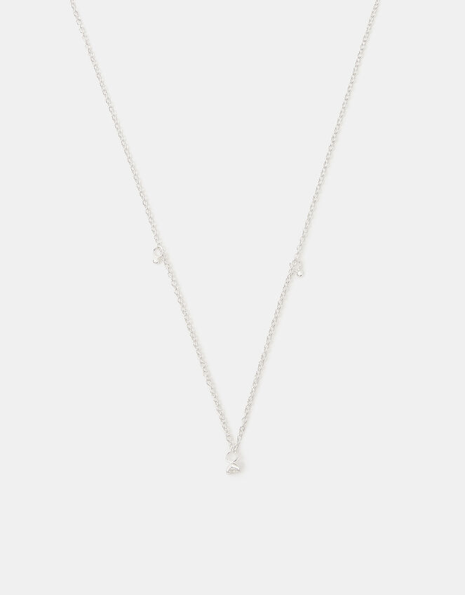 Sterling Silver Diamanté Pendant Necklace, , large
