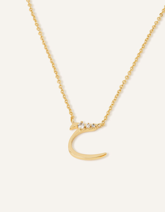 14ct Gold-Plated Arabic Initial Pendant Necklace - H (Haa), , large