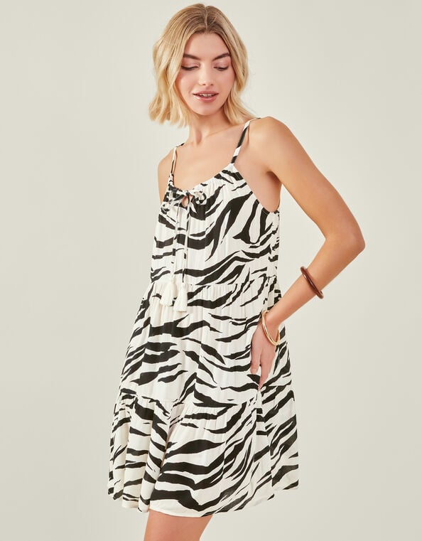 Tiger Print Swing Dress, Ivory (IVORY), large