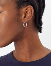 Platinum-Plated Chunky Hoop Earrings, , large