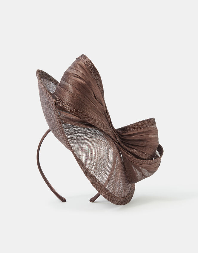 Bow Teardrop Fascinator, Brown (CHOCOLATE), large