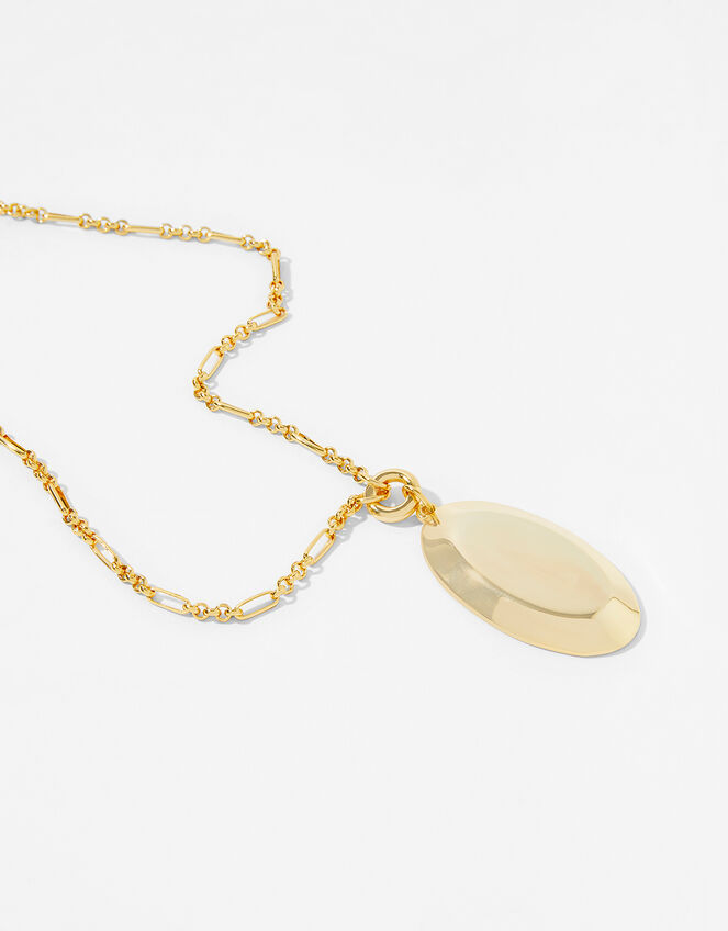 Gold-Plated Oval Pendant Necklace, , large