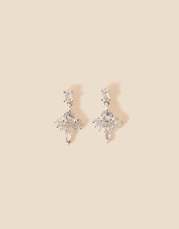 Crystal Fan Drop Earrings, , large