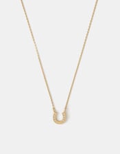 14ct Gold-Plated Horseshoe Pendant Necklace, , large